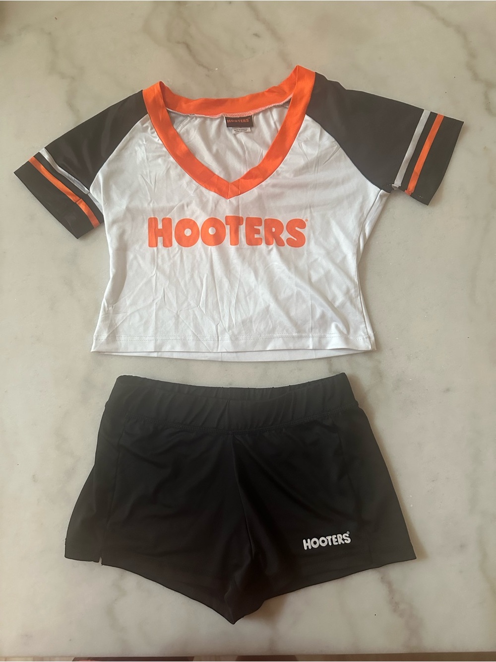 Hooters White, Black & Orange Top with Shorts - Other sizes and colors too!